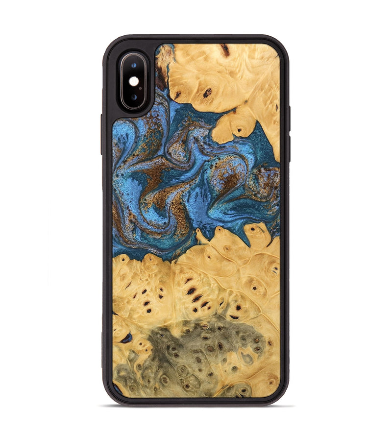 iPhone Xs Max Wood Phone Case - Kyree (Teal & Gold, 746470)