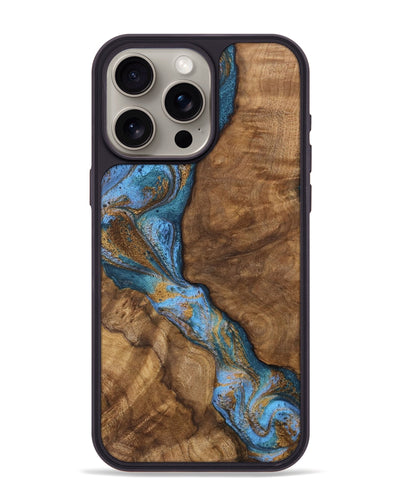 iPhone 15 Pro Max Wood Phone Case - Elmo (Teal & Gold, 746471)