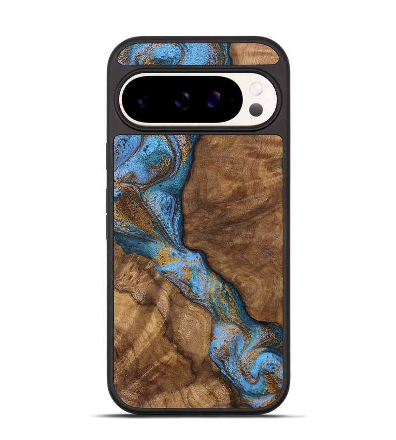 Pixel 9 Wood Phone Case - Elmo (Teal & Gold, 746471)