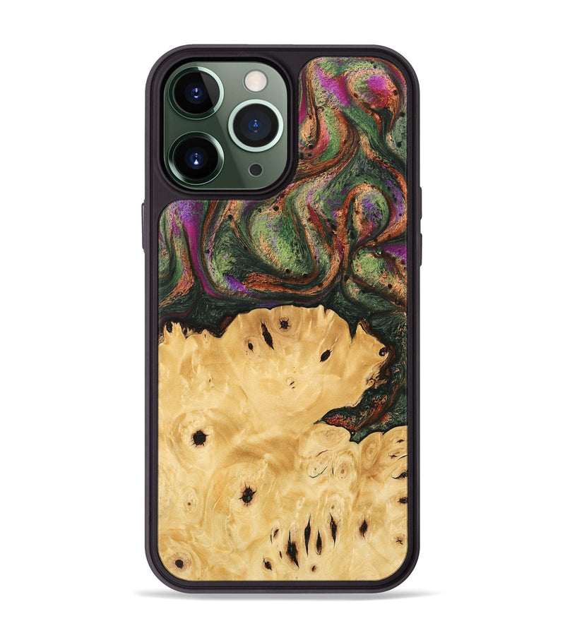 iPhone 13 Pro Max Wood Phone Case - Davian (Green, 746474)