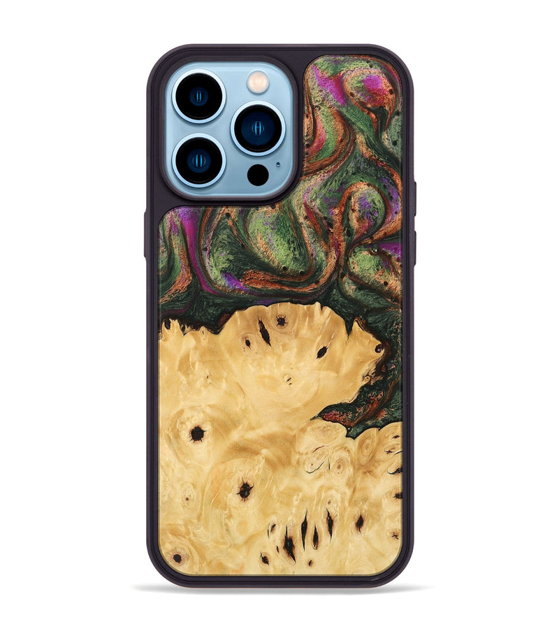 iPhone 14 Pro Max Wood Phone Case - Davian (Green, 746474)