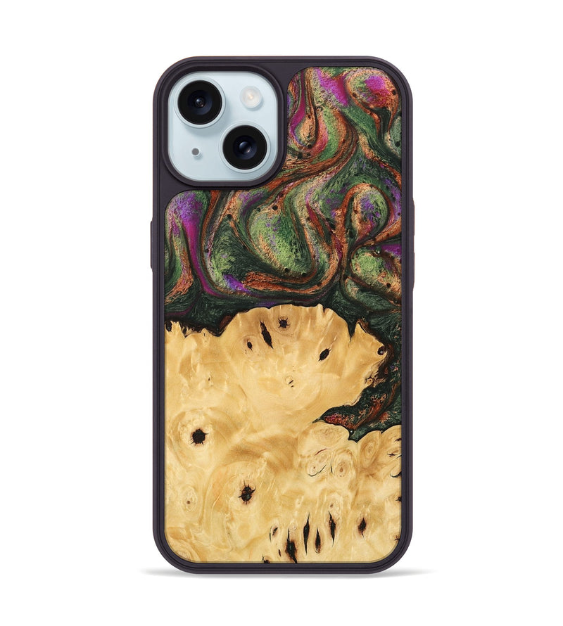 iPhone 15 Wood Phone Case - Davian (Green, 746474)