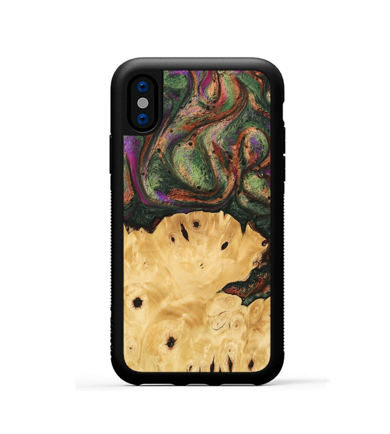 iPhone Xs Wood Phone Case - Davian (Green, 746474)