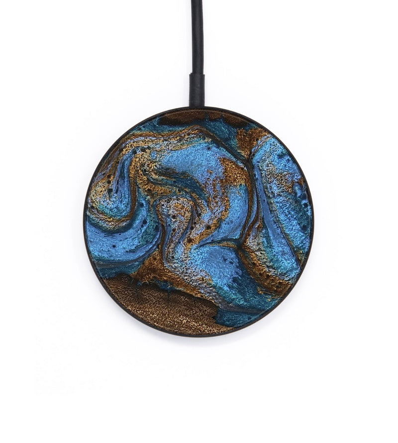 Circle Wood Wireless Charger - Josue (Teal & Gold, 746485)