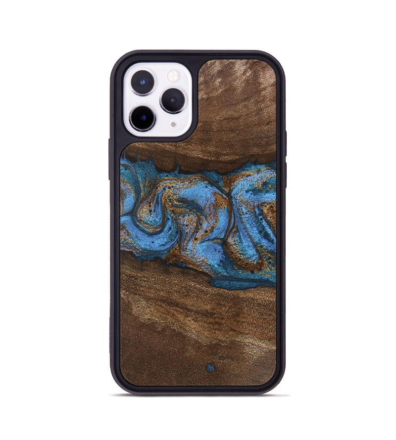 iPhone 11 Pro Wood Phone Case - Josue (Teal & Gold, 746485)