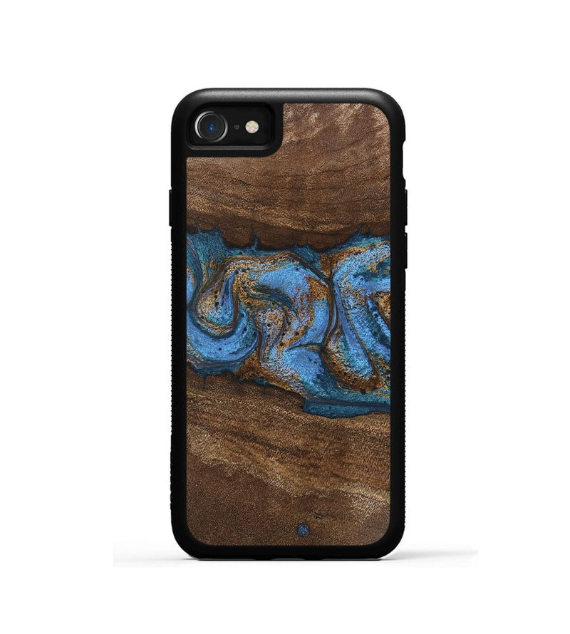 iPhone SE Wood Phone Case - Josue (Teal & Gold, 746485)