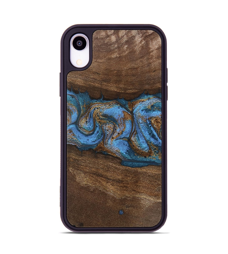 iPhone Xr Wood Phone Case - Josue (Teal & Gold, 746485)