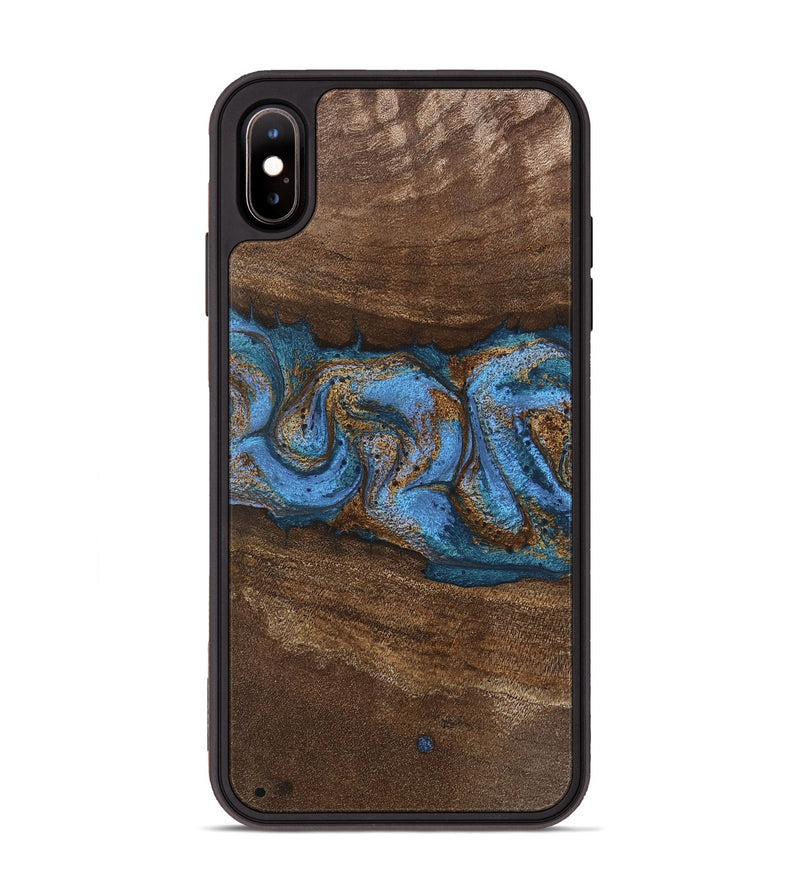 iPhone Xs Max Wood Phone Case - Josue (Teal & Gold, 746485)