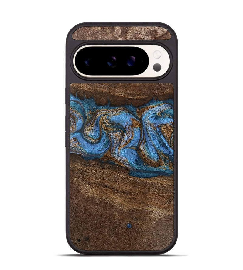 Pixel 9 Wood Phone Case - Josue (Teal & Gold, 746485)