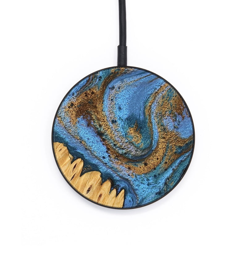 Circle Wood Wireless Charger - Jasiah (Teal & Gold, 746490)