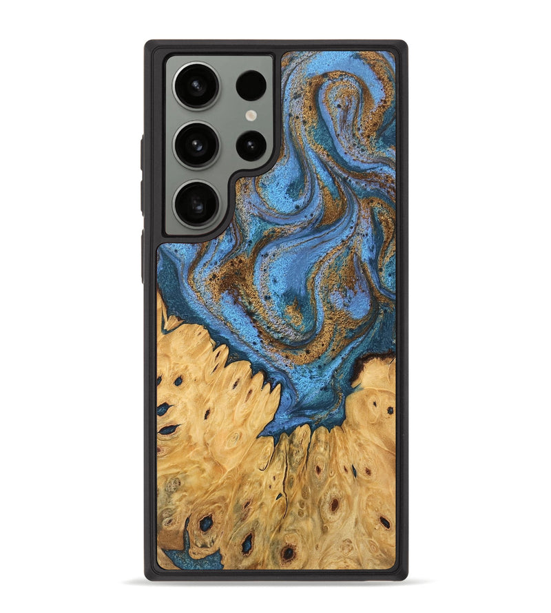 Galaxy S23 Ultra Wood Phone Case - Jasiah (Teal & Gold, 746490)