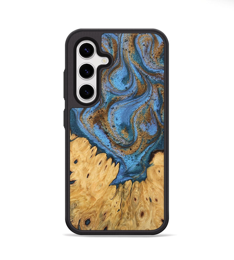 Galaxy S25 Plus Wood Phone Case - Jasiah (Teal & Gold, 746490)