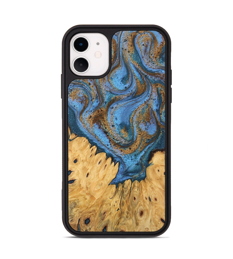 iPhone 11 Wood Phone Case - Jasiah (Teal & Gold, 746490)