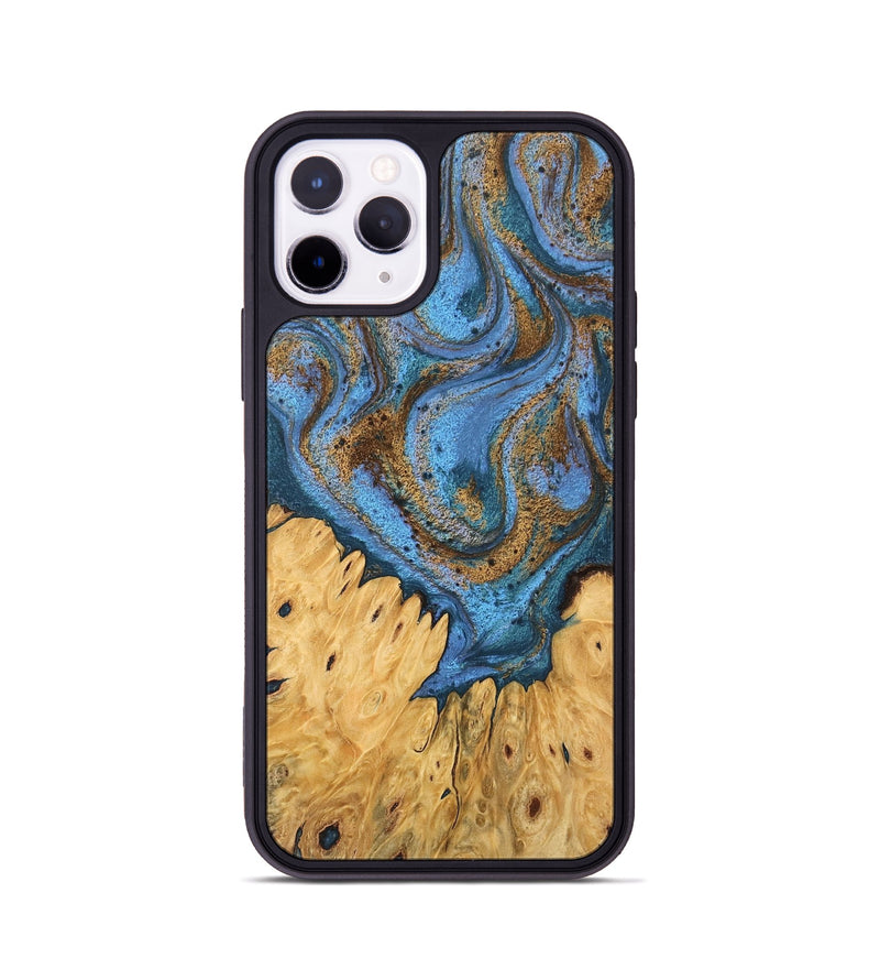 iPhone 11 Pro Wood Phone Case - Jasiah (Teal & Gold, 746490)