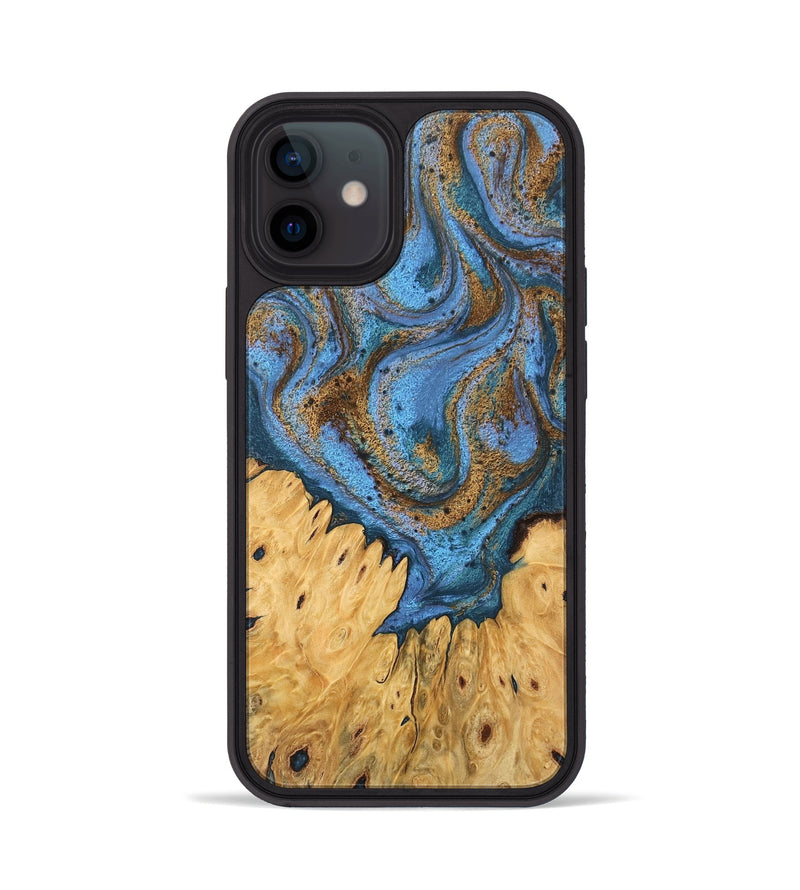 iPhone 12 Wood Phone Case - Jasiah (Teal & Gold, 746490)