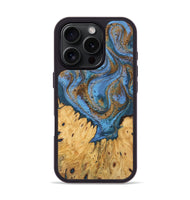 iPhone 16 Pro Wood Phone Case - Jasiah (Teal & Gold, 746490)