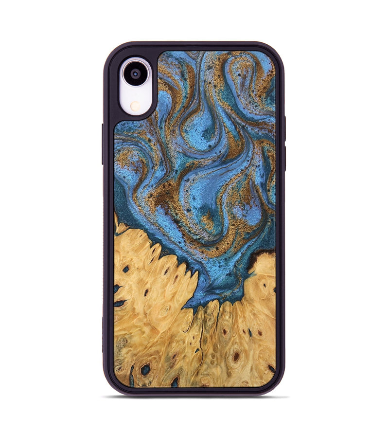 iPhone Xr Wood Phone Case - Jasiah (Teal & Gold, 746490)