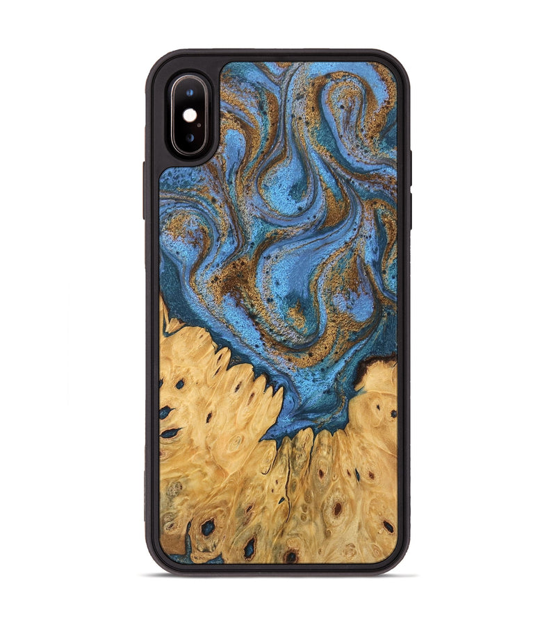 iPhone Xs Max Wood Phone Case - Jasiah (Teal & Gold, 746490)