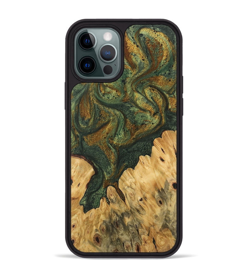 iPhone 12 Pro Max Wood Phone Case - Shelva (Green, 746491)