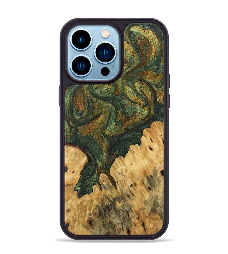 iPhone 14 Pro Max Wood Phone Case - Shelva (Green, 746491)