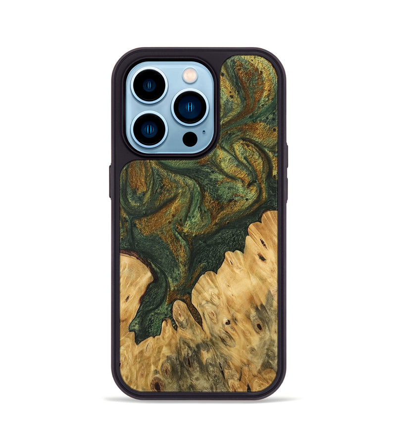 iPhone 14 Pro Wood Phone Case - Shelva (Green, 746491)