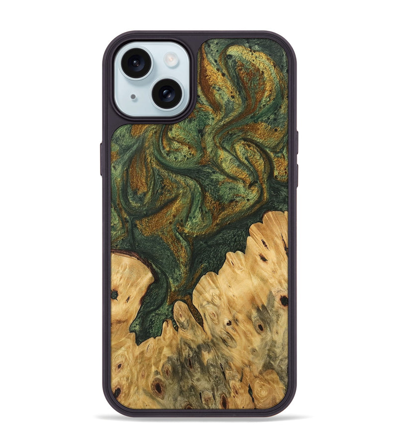 iPhone 15 Plus Wood Phone Case - Shelva (Green, 746491)