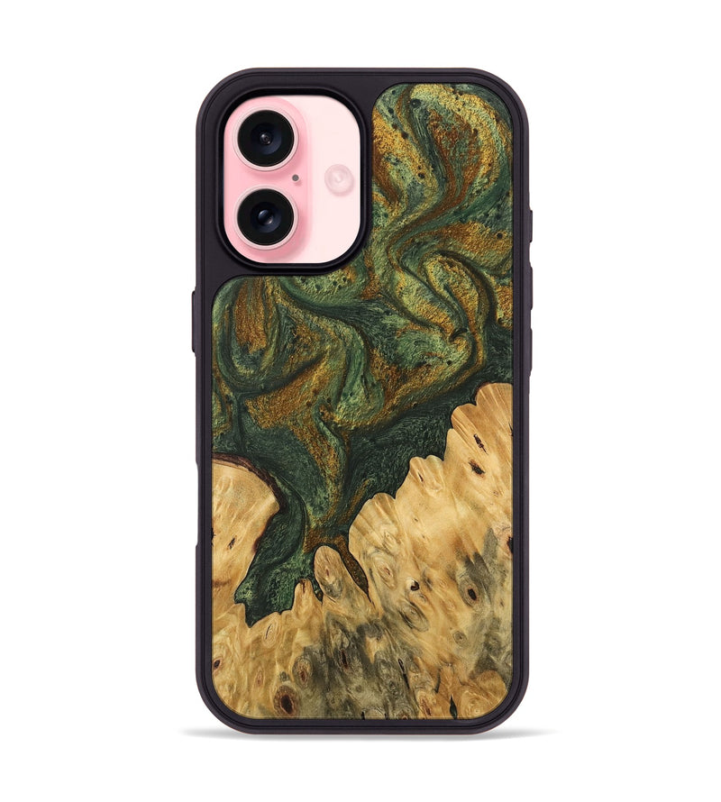 iPhone 16 Wood Phone Case - Shelva (Green, 746491)