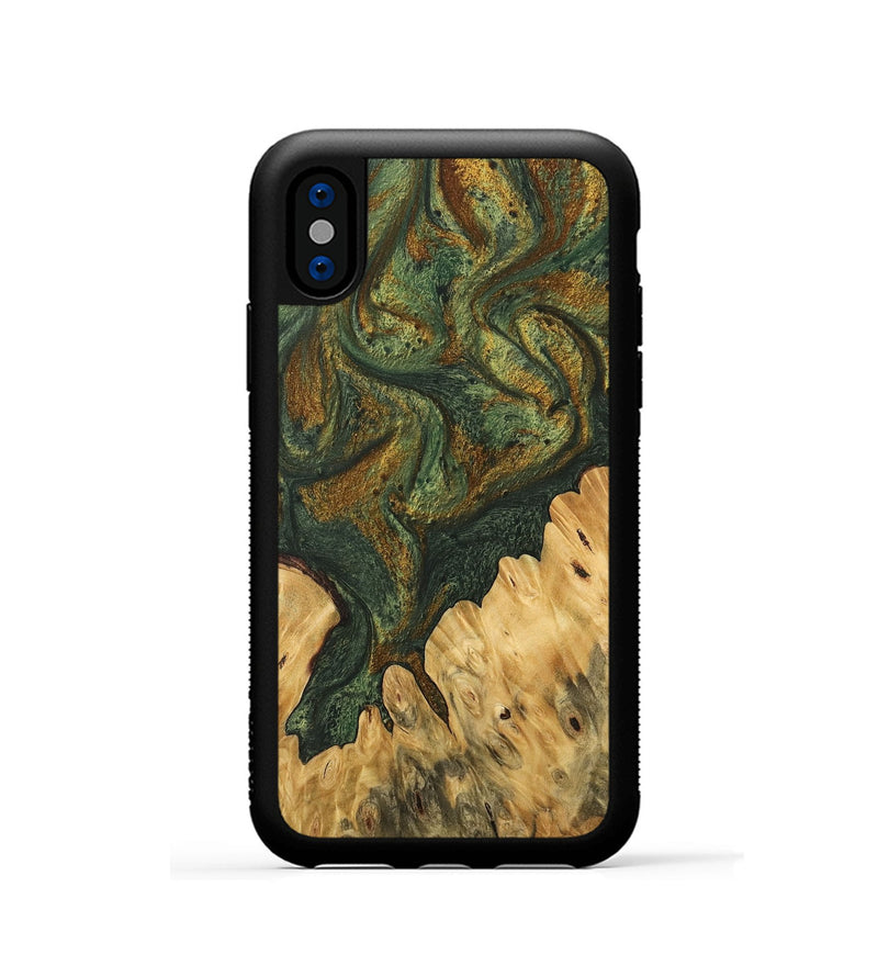 iPhone Xs Wood Phone Case - Shelva (Green, 746491)