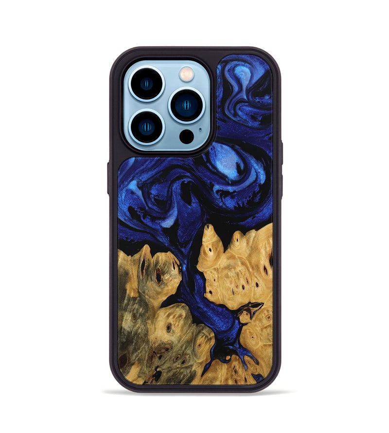 iPhone 14 Pro Wood Phone Case - Jaclyn (Blue, 746505)