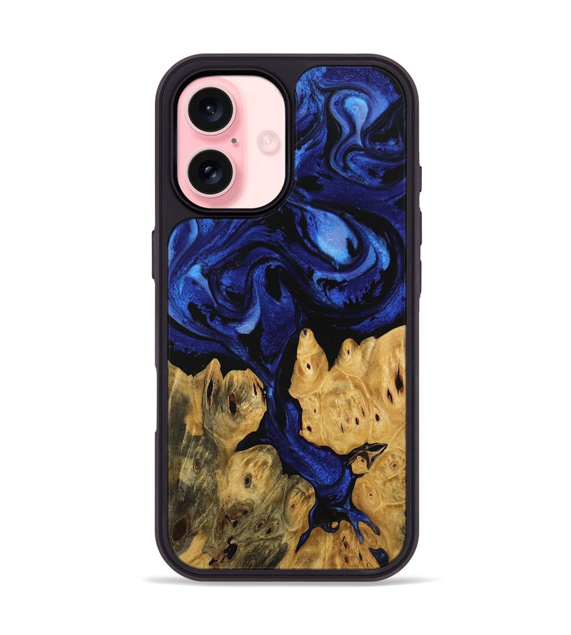 iPhone 16 Wood Phone Case - Jaclyn (Blue, 746505)