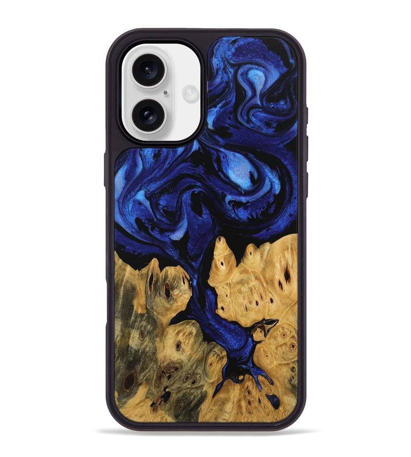 iPhone 16 Plus Wood Phone Case - Jaclyn (Blue, 746505)