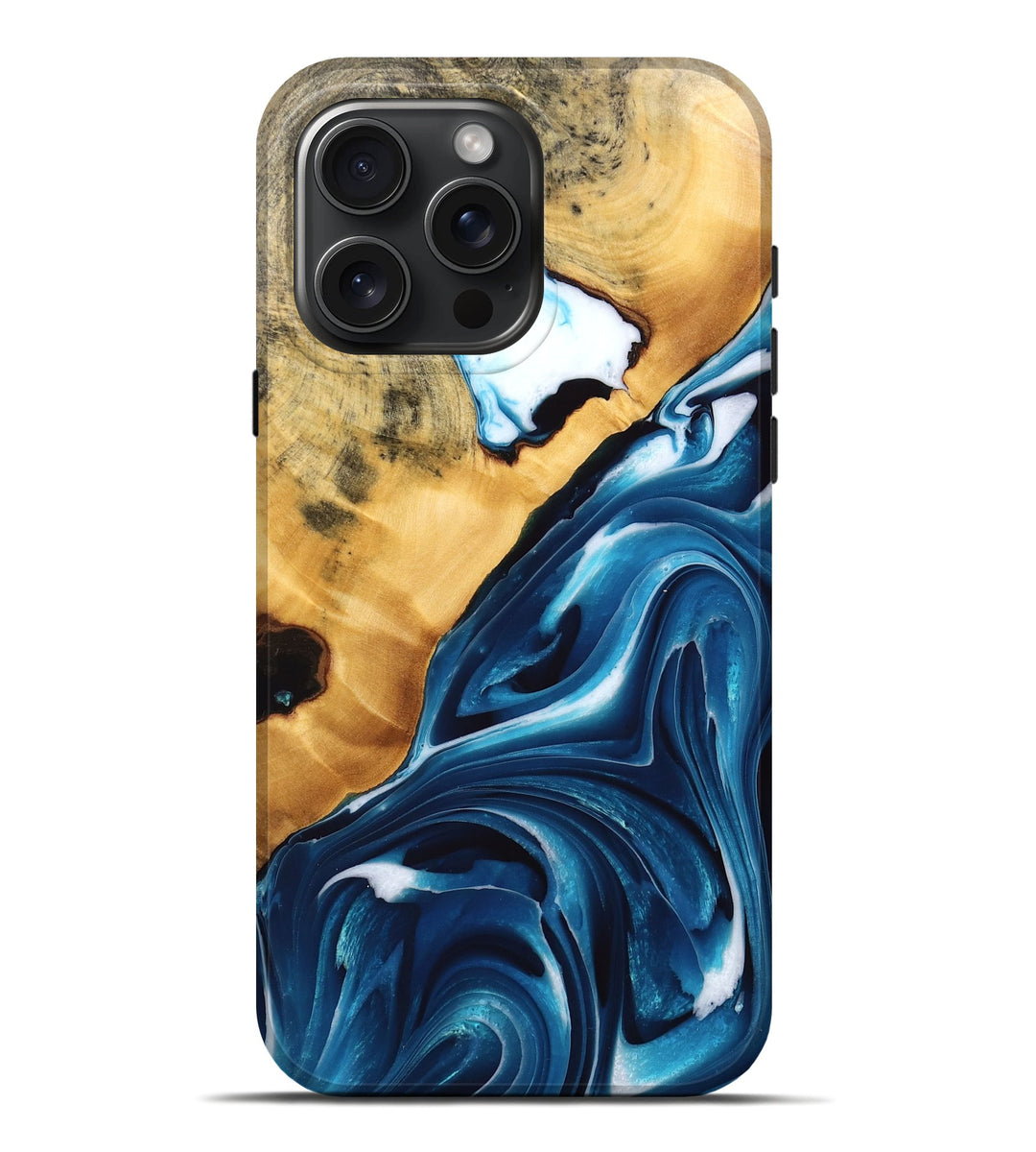 iPhone 16 Pro Max Wood Live Edge Phone Case - Alpha (Blue, 746530)