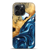 iPhone 16 Pro Max Wood Live Edge Phone Case - Alpha (Blue, 746530)