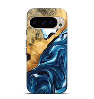 Pixel 9 Wood Live Edge Phone Case - Alpha (Blue, 746530)