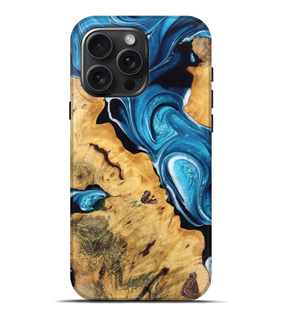 iPhone 16 Pro Max Wood Live Edge Phone Case - Rex (Blue, 746531)