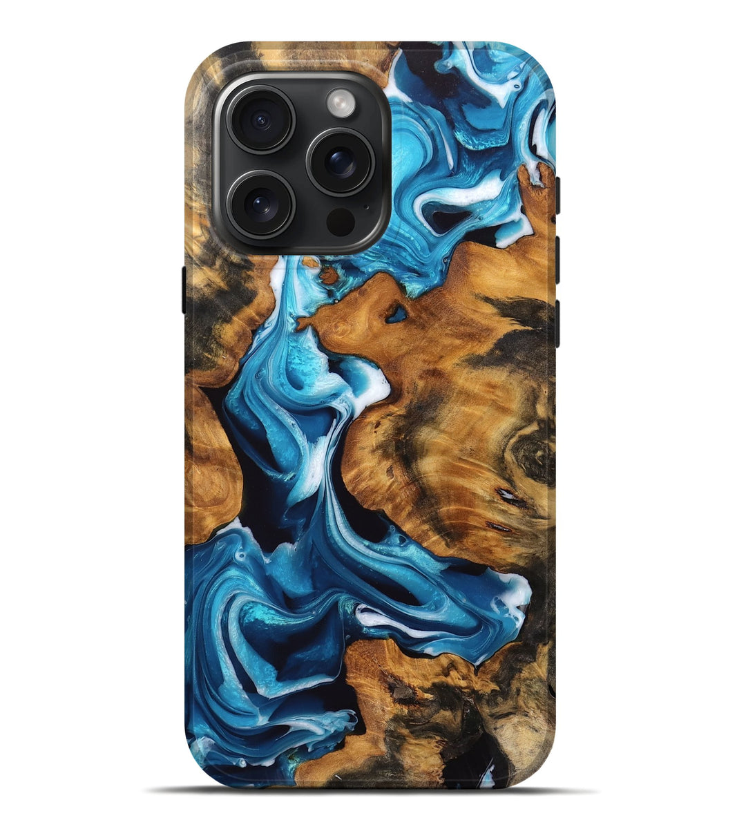 iPhone 16 Pro Max Wood Live Edge Phone Case - Stefani (Blue, 746532)