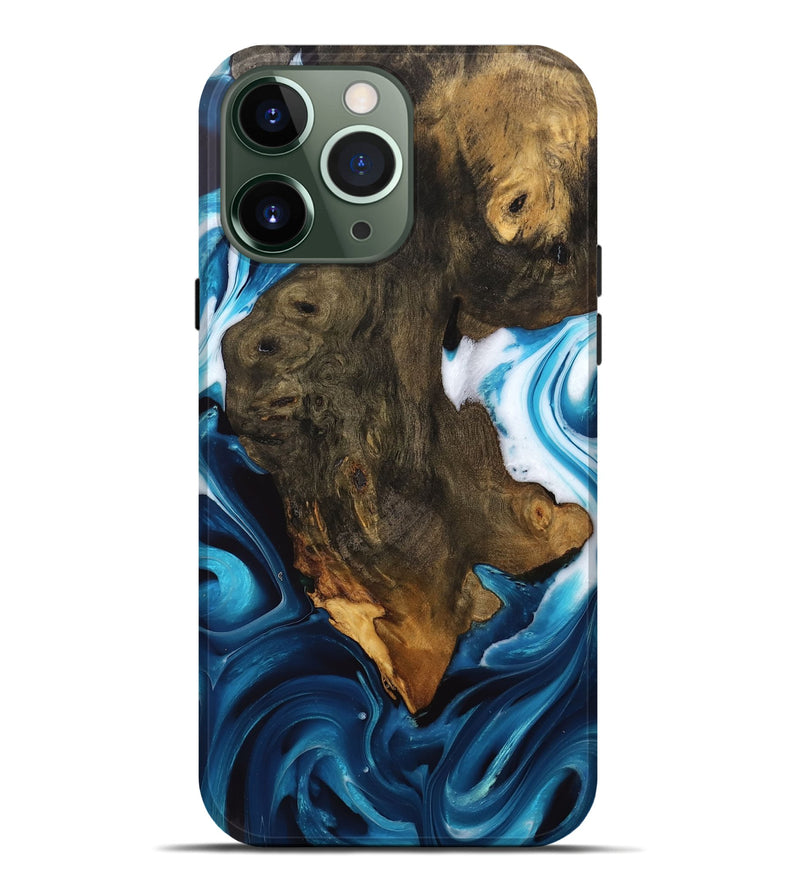 iPhone 13 Pro Max Wood Live Edge Phone Case - Khalani (Blue, 746533)