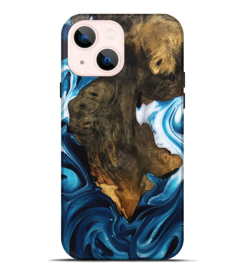 iPhone 14 Plus Wood Live Edge Phone Case - Khalani (Blue, 746533)