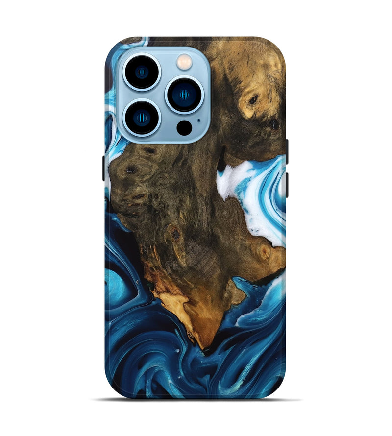 iPhone 14 Pro Wood Live Edge Phone Case - Khalani (Blue, 746533)