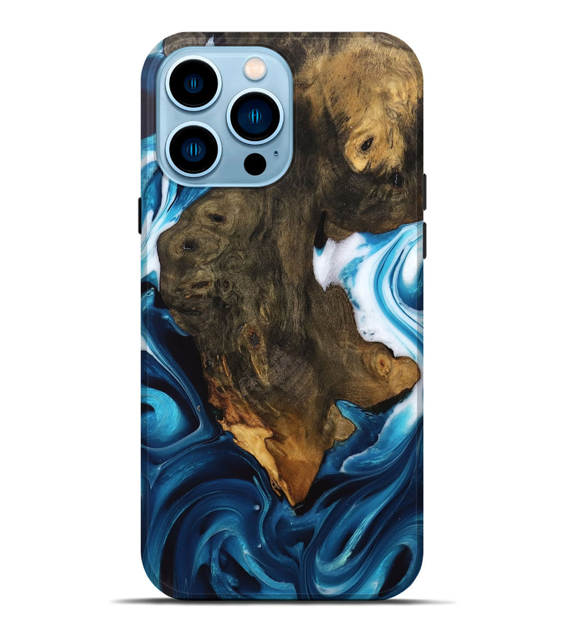 iPhone 14 Pro Max Wood Live Edge Phone Case - Khalani (Blue, 746533)