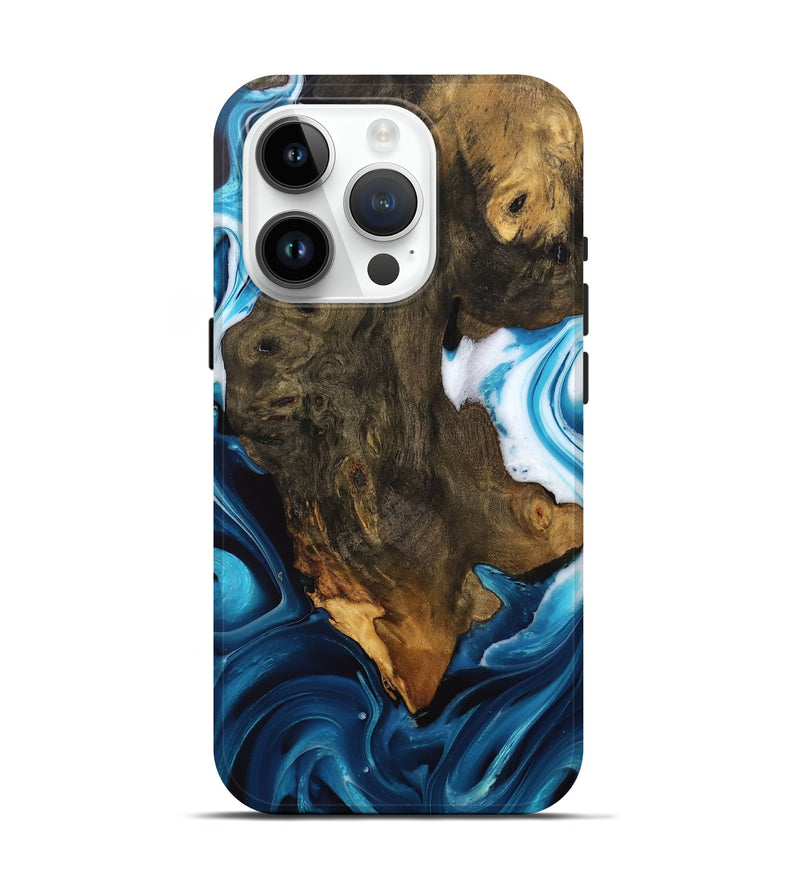 iPhone 15 Pro Wood Live Edge Phone Case - Khalani (Blue, 746533)