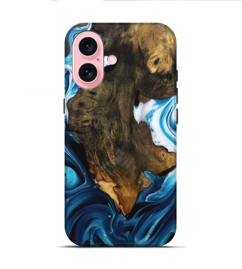 iPhone 16 Wood Live Edge Phone Case - Khalani (Blue, 746533)