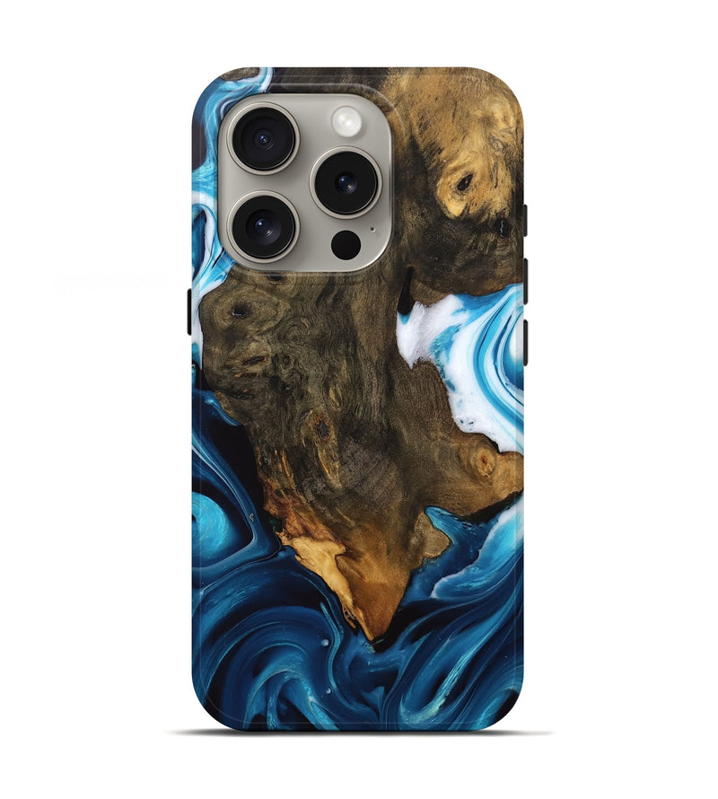 iPhone 16 Pro Wood Live Edge Phone Case - Khalani (Blue, 746533)