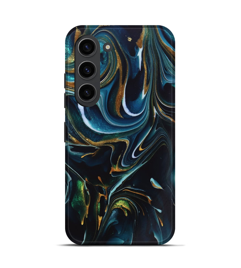 Galaxy S23 ResinArt Live Edge Phone Case - Toby (Teal & Gold, 746534)