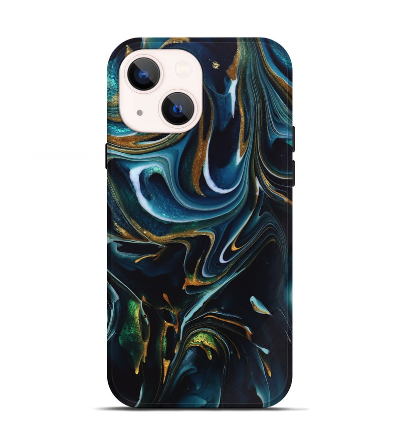 iPhone 13 ResinArt Live Edge Phone Case - Toby (Teal & Gold, 746534)