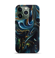 iPhone 13 Pro ResinArt Live Edge Phone Case - Toby (Teal & Gold, 746534)