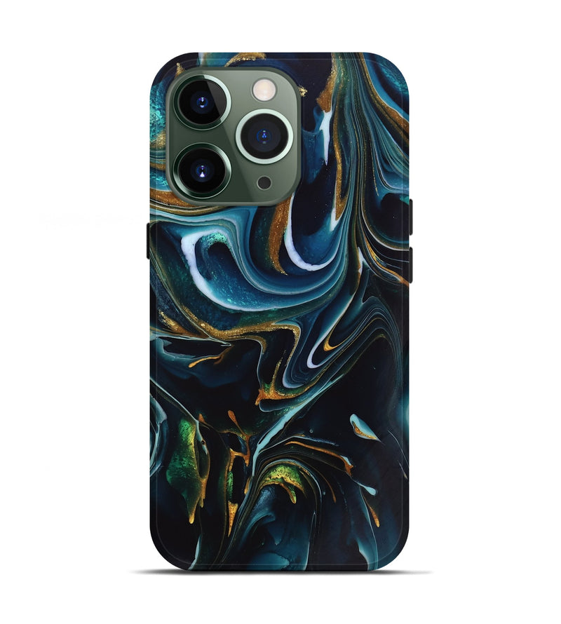 iPhone 13 Pro ResinArt Live Edge Phone Case - Toby (Teal & Gold, 746534)