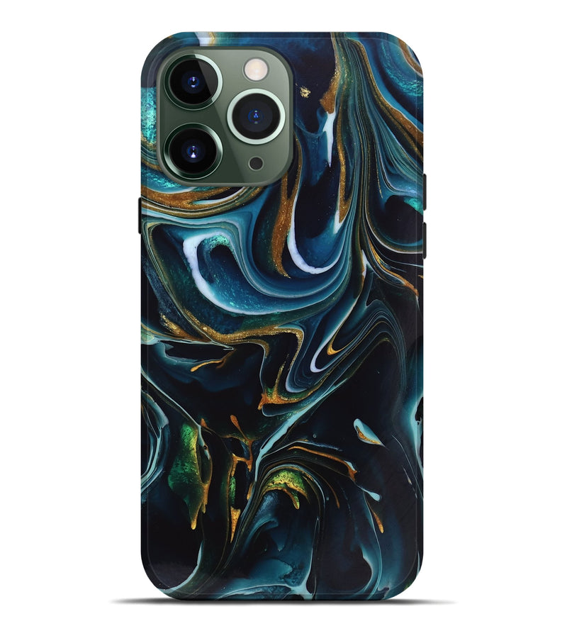 iPhone 13 Pro Max ResinArt Live Edge Phone Case - Toby (Teal & Gold, 746534)