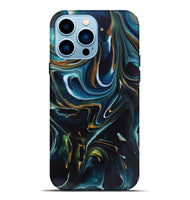 iPhone 14 Pro Max ResinArt Live Edge Phone Case - Toby (Teal & Gold, 746534)