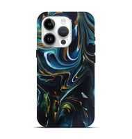 iPhone 15 Pro ResinArt Live Edge Phone Case - Toby (Teal & Gold, 746534)